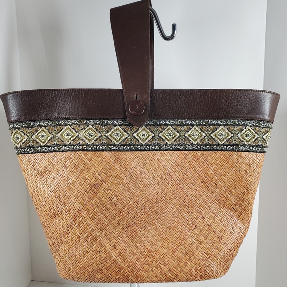 Beach Rattan Basket Weave Tote Bag Extra Large Beach Bag - Picture 2 of 16